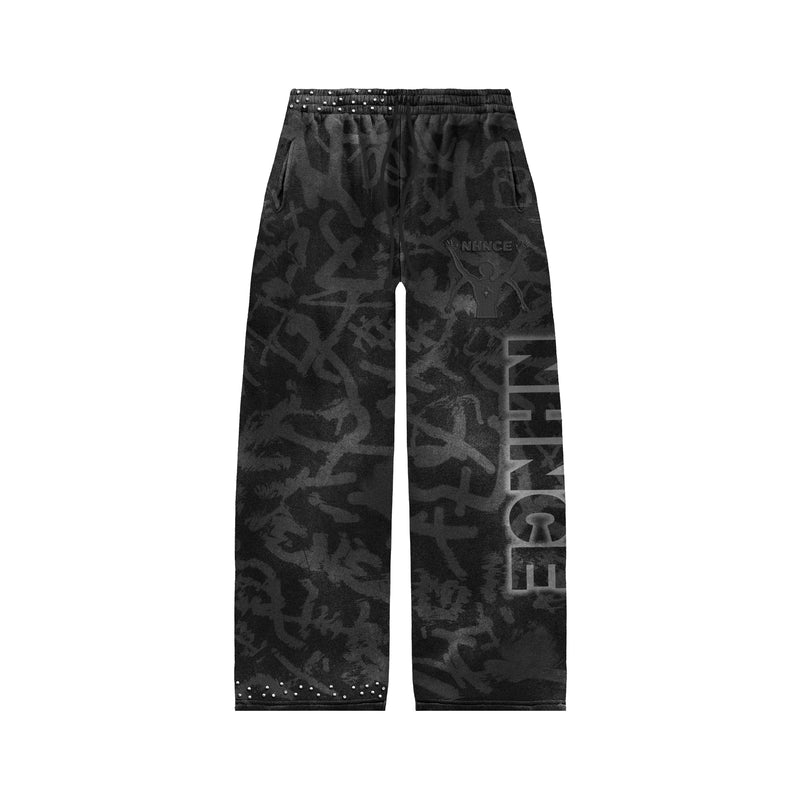 ŊHŊCE.  The Black Print Pants — front